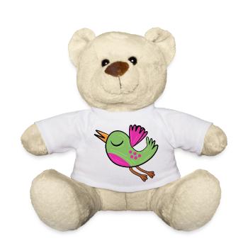 Little Green Bird - Teddy Bear - white - Front