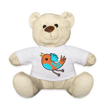 Litte Orange Bird - Teddy Bear - white - Front
