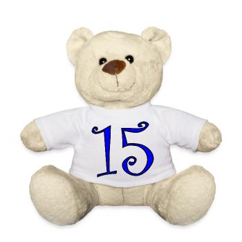 15. 15 ANS. 15e ANNIVERSAIRE. ANNIVERSAIRE 15 ANS. - Nounours - blanc - Devant
