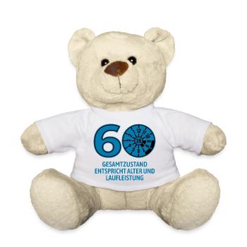 HU April 2026 - 60 Jahre - Geburtstag Geschenk - Teddy - Weiß - Vorne