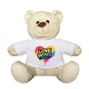 Love Wins Rainbow Statement for Pride - Teddy Bear - white - Front