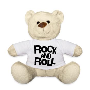 Rock and Roll Bold Typography T-Shirt - Teddy - Weiß - Vorne