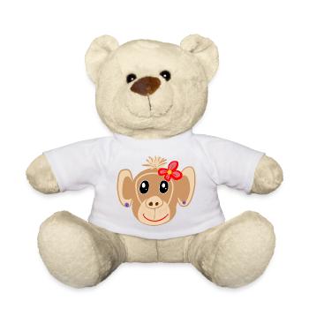 Monkey Girl Monkey Kids - Teddy Bear - white - Front