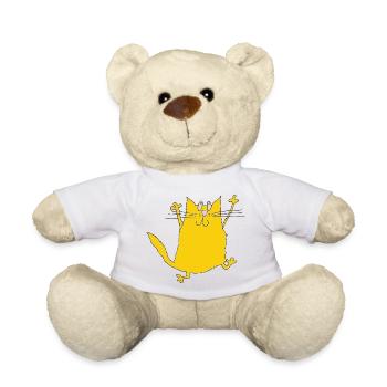 Yellow Cats Cartoon with Paws - Teddy Bear - white - Front