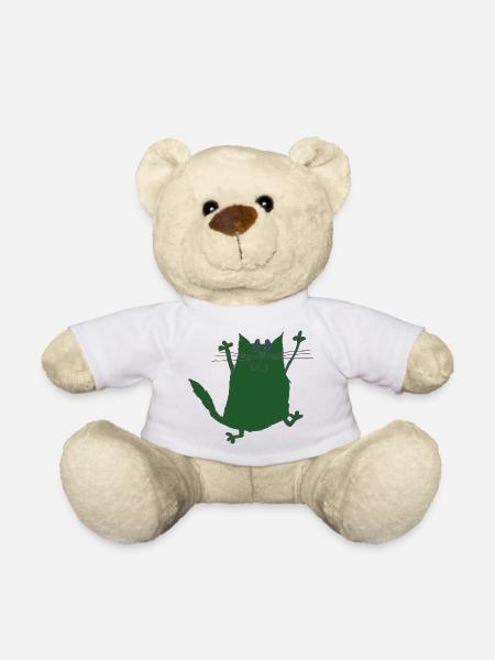 Grüner Katze - Teddy - Weiß