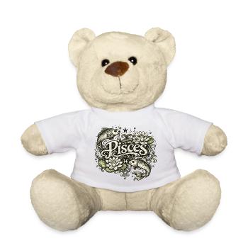 Pisces Zodiac Fish & Lilies - Teddy Bear - white - Front