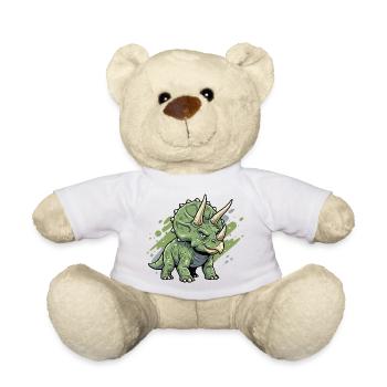 Grüner Triceratops-Doodle - Teddy - Weiß - Vorne