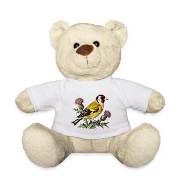Amerikanischer Stieglitz auf der Distel - Teddy - Weiß - Vorne
