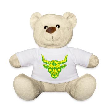 Geometric Taurus Head Yellow Green Zodiac Sign - Teddy Bear - white - Front
