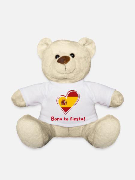 Spanien Herz Flagge Born to Fiesta - Teddy - Weiß