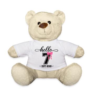 Hello 7 Est 2019 Mädchen Geburtstag Design - Teddy - Weiß - Vorne