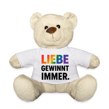 Regenbogen Spruch Liebe Gewinnt Immer - Teddy - Weiß - Vorne