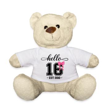 Bonjour 16 Est 2010 Girl Birthday Design - Nounours - blanc - Devant