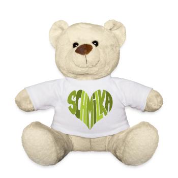 Schmilka, Bad Schandau Heart design in shades of green - Teddy Bear - white - Front