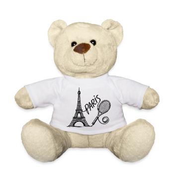 Paris Tennis Tournament Shirt, Retro Tennis Fashion - Teddy Bear - white - Front