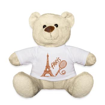 Paris Tennis Tournament Shirt, Retro Tennis Pullover Hoodie - Teddy Bear - white - Front