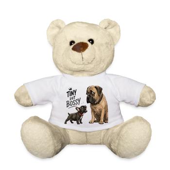 Petit mais autoritaire bouledogue français plus drôle - Nounours - blanc - Devant