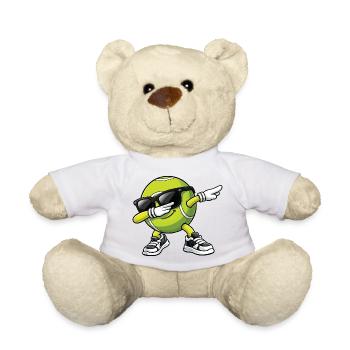 Lustiger Tennisspieler mit Tennisball abpuppen - Teddy - Weiß - Vorne