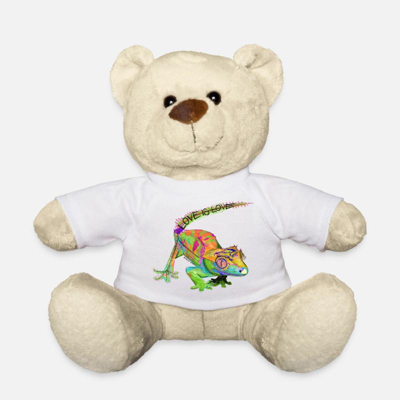 Love is Love Chameleon - Teddy Bear - white