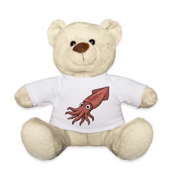 Cheerful Cartoon Squid - Teddy Bear - white - Front