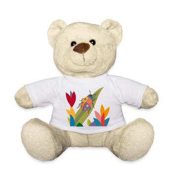 Colorful insect in the flower field – nature motif - Teddy Bear - white - Front