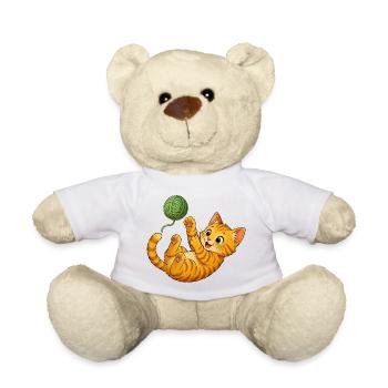 Kitten playing with wool - Teddy Bear - white - Front