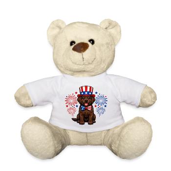 Brauner Labrador Patriot Hund Independence Day USA - Teddy - Weiß - Vorne
