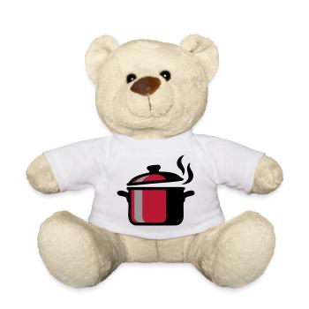 Kochtopf Kochen Küchenchef Restaurant Logo - Teddy - Weiß - Vorne