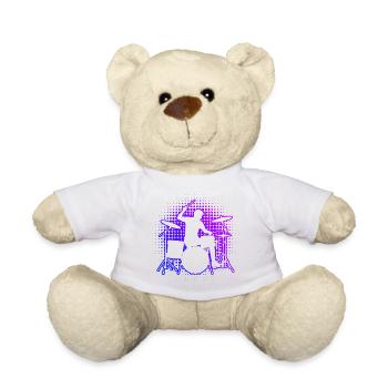 Geschenkidee für den Musiker mit Schlagzeugspielen - Teddy - Weiß - Vorne
