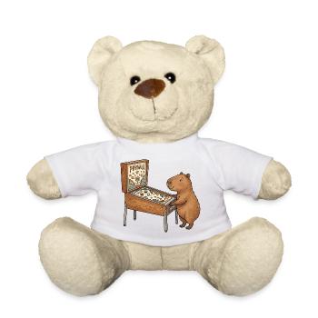 Bear à la table de flipper - Nounours - blanc - Devant
