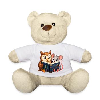 Reading Evening Owl and Mouse - Teddy Bear - white - Front