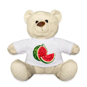 Geometric Watermelon | Polygon Fruit Motif - Teddy Bear - white - Front