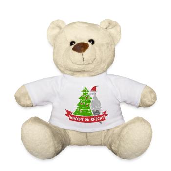 Weihnachten Weihnachtsmotiv  Specht Vogel - Teddy - Weiß - Vorne