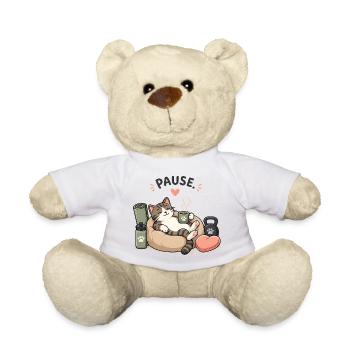 Pause Chat : Pause Café dans un Panier - Nounours - blanc - Devant