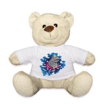 Hippopotame avec anneau de nage - Nounours - blanc - Devant