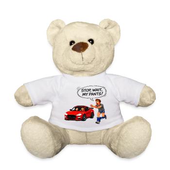 S’échapper avec une voiture rouge - Nounours - blanc - Devant