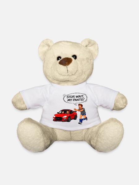 Flucht mit einem roten Auto - Teddy - Weiß