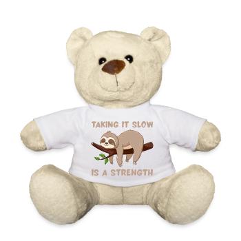 Slow and Strong Sloth - Teddy Bear - white - Front