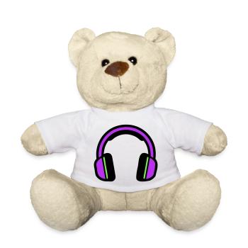 Music Headphones Silhouette - Teddy Bear - white - Front