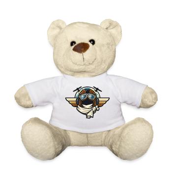 Flügelpilot Motiv mit Brille & Schal - Teddy - Weiß - Vorne