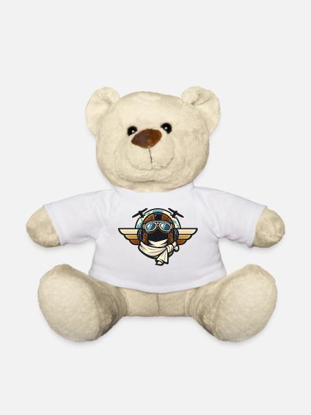 Motif de pilote d’aile avec lunettes et écharpe - Nounours - blanc