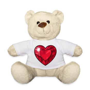 Ruby Crystal Heart - Teddy Bear - white - Front