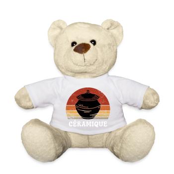 Vintage Retro Artisan Ceramics - Teddy Bear - white - Front