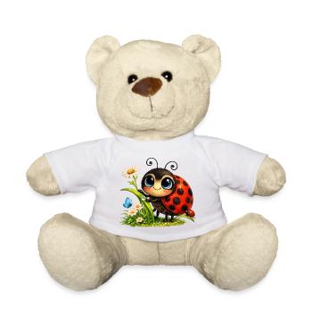 Cuddly ladybugs in a sea of flowers - Teddy Bear - white - Front