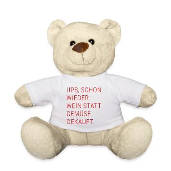 Ups, schon wieder Wein statt Gemüse gekauft. - Teddy - Weiß - Vorne