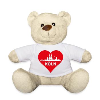 Köln Herz Skyline - Teddy - Weiß - Vorne