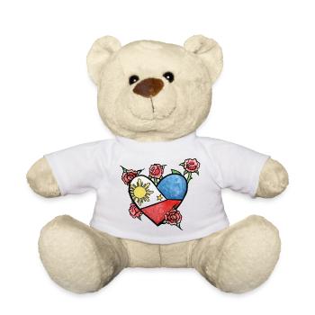 Heart of the Philippine Flag with Roses - Teddy Bear - white - Front