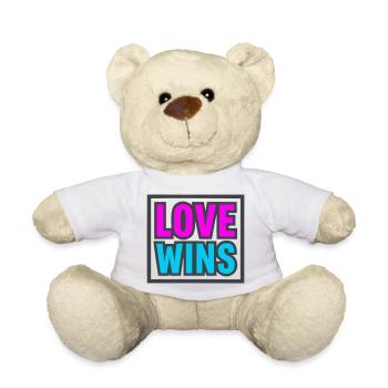 Love Wins Lettering Logo - Teddy Bear - white - Front