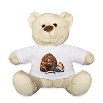 Bär & Katze beim Gaming – Gamer Team - Teddy - Weiß - Vorne