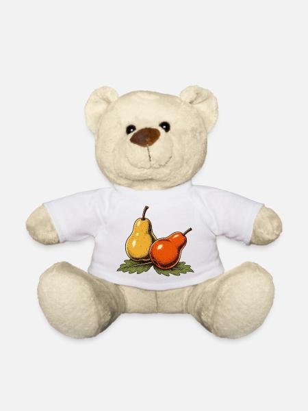 Birnen und Herbstblätter - Teddy - Weiß